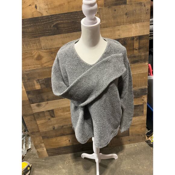 Vintage 1980s ALPS- Solid Grey- V-Neck Sweater - Size L - Picture 4 of 7